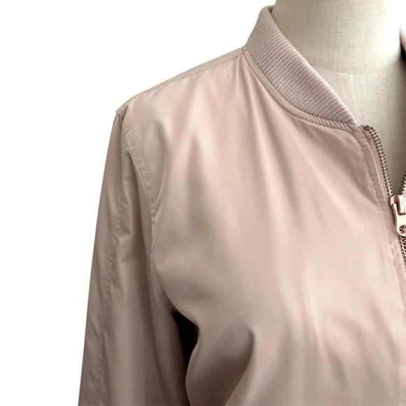 Anthropologie HEI HEI Journey Bomber Satin Jacket Blush Pink Women’s Size Small - Picture 3 of 11